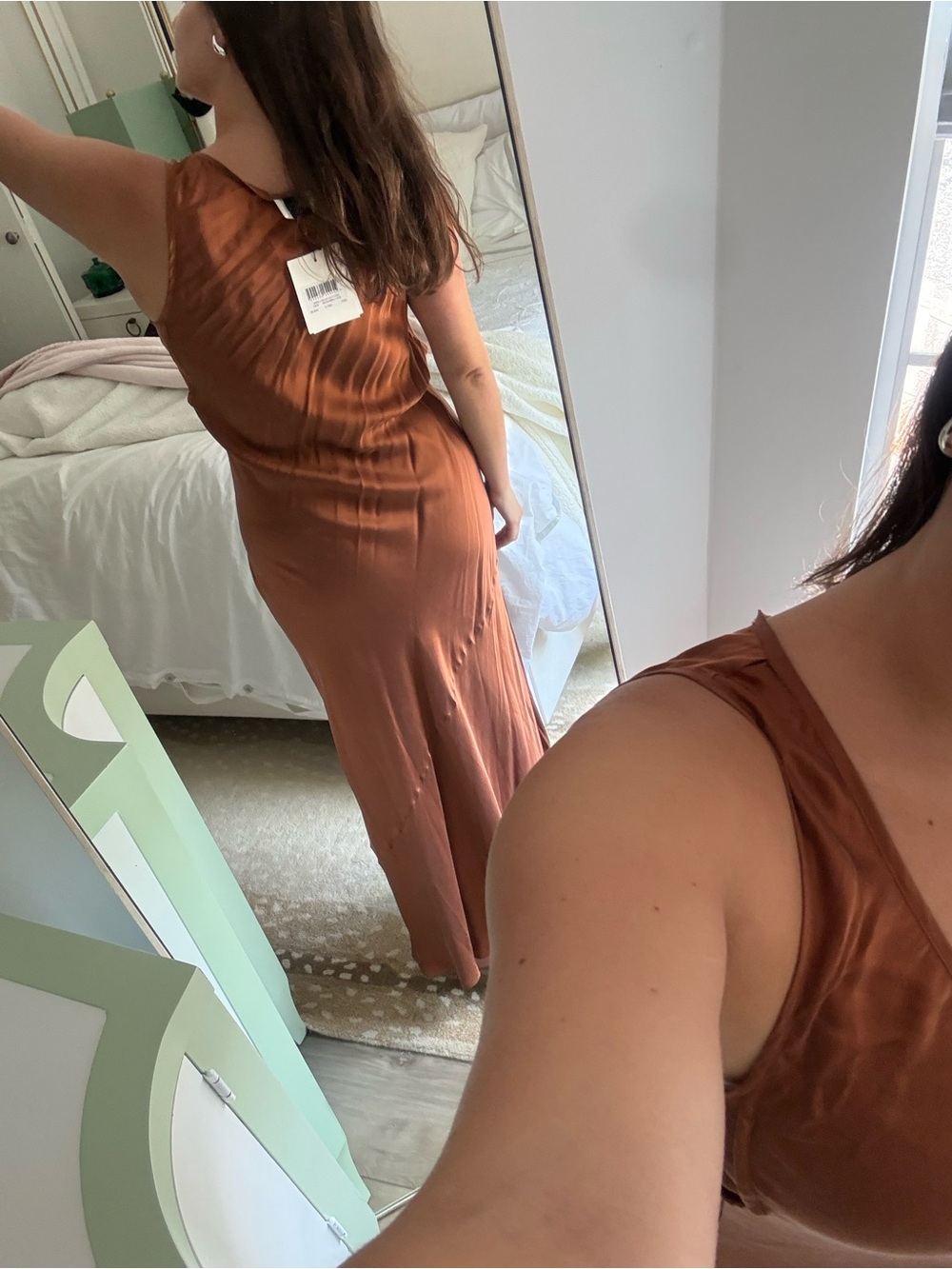 NWT DISSH Rust Satin Slip Maxi Dress - Picture 2 of 8